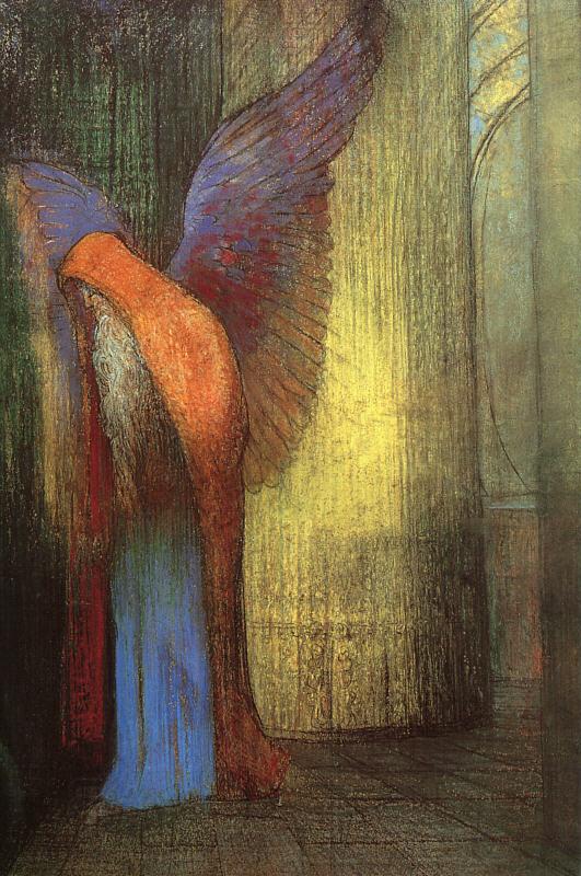 Odilon Redon Winged Old Man with a Long White Beard China oil painting art